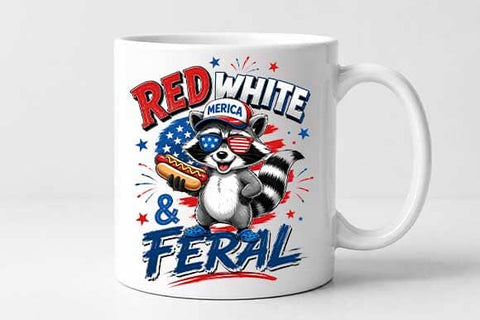 Patriotic Raccoon PNG Red White And Feral Sublimation Design SVG BillahCrafts 