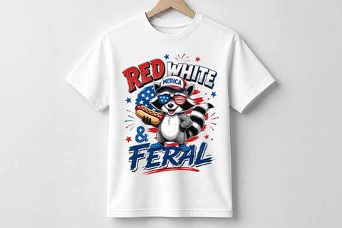 Patriotic Raccoon PNG Red White And Feral Sublimation Design SVG BillahCrafts 