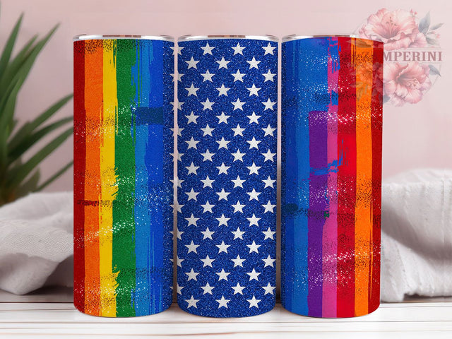 Patriotic Rainbow Pride Flag Tumbler Wrap, American Flag Wrap, Pride Flag Tumbler, 20oz Sublimation Wrap, Rainbow Flag Tumbler, Pride Month Design, Patriotic Pride Wrap Sublimation Li Zamperini 
