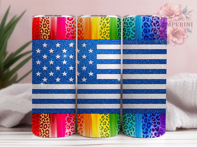 Patriotic Rainbow Pride Flag Tumbler Wrap, American Flag Wrap, Pride Flag Tumbler, 20oz Sublimation Wrap, Rainbow Flag Tumbler, Pride Month Design, Patriotic Pride Wrap Sublimation Li Zamperini 