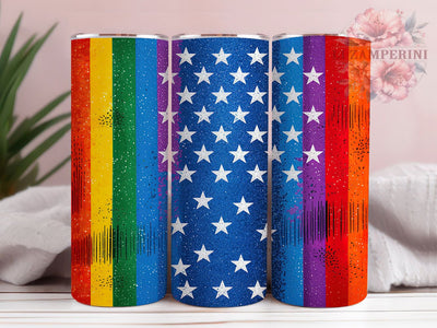 Patriotic Rainbow Pride Flag Tumbler Wrap, American Flag Wrap, Pride Flag Tumbler, 20oz Sublimation Wrap, Rainbow Flag Tumbler, Pride Month Design, Patriotic Pride Wrap Sublimation Li Zamperini 