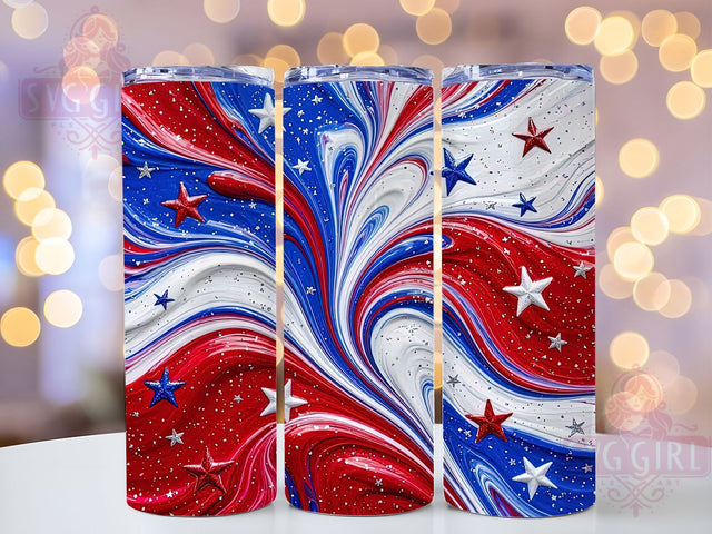 Patriotic Red White Blue Fluid 20oz Tumbler, Red White Blue, Patriotic Fluid, Americana Theme, Sublimation Wrap, 20oz Tumbler, Bold Aesthetic, Festive Charm Sublimation SvggirlplusArt 
