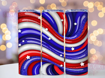 Patriotic Red White Blue Swirl Tumbler, USA Red White Blue, 4Th Of July Design, 20Oz Sublimation, American Tumbler Wrap, Independence Day Art, Patriotic Printable Sublimation SvggirlplusArt 