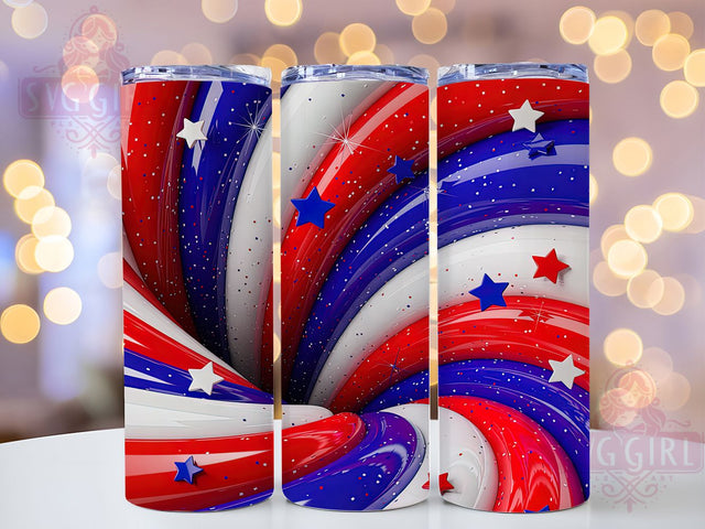 Patriotic Red White Blue Swirl Tumbler, USA Red White Blue, 4Th Of July Design, 20Oz Sublimation, American Tumbler Wrap, Independence Day Art, Patriotic Printable Sublimation SvggirlplusArt 
