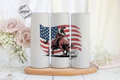 Patriotic Rodeo Bull Rider 20oz Tumbler Sublimation sassyprint 