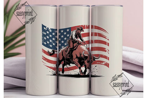 Patriotic Rodeo Bull Rider 20oz Tumbler Sublimation sassyprint 