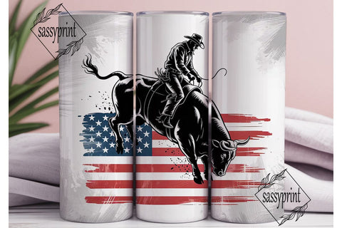 Patriotic Rodeo Bull Rider 20oz Tumbler Sublimation sassyprint 