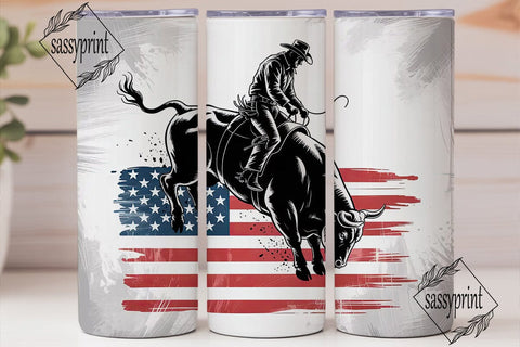 Patriotic Rodeo Bull Rider 20oz Tumbler Sublimation sassyprint 