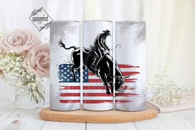 Patriotic Rodeo Bull Rider 20oz Tumbler Sublimation sassyprint 