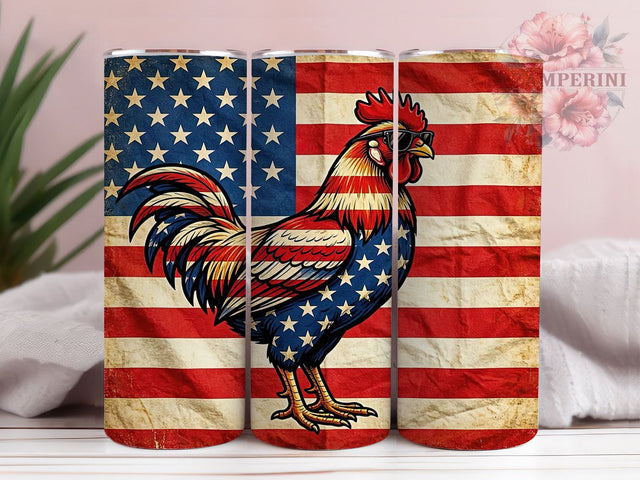 Patriotic Rooster 20oz Tumbler, 4th of July, American Symbol, Side Profile, Proud Stance, Skinny Tumbler, Sublimation PNG Sublimation Li Zamperini 