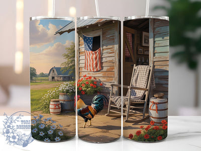 Patriotic Rooster 20oz Tumbler, USA Flag Wrap, Sublimation Gift, Patriotic Mug, 20oz Tumbler Design, Rooster Graphic, American Pride Theme Sublimation ToriDesigns 