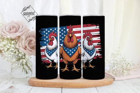 Patriotic Rooster 20oz Tumbler Wrap Sublimation sassyprint 