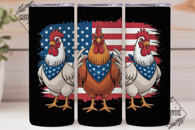 Patriotic Rooster 20oz Tumbler Wrap Sublimation sassyprint 