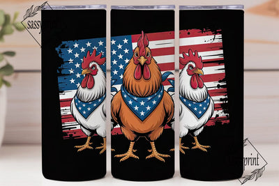 Patriotic Rooster 20oz Tumbler Wrap Sublimation sassyprint 