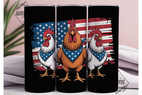 Patriotic Rooster 20oz Tumbler Wrap Sublimation sassyprint 