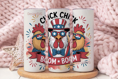 Patriotic Rooster Tumbler Wrap Sublimation DesignSVG 
