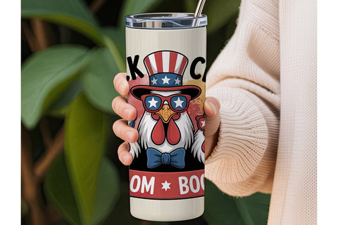 Patriotic Rooster Tumbler Wrap Sublimation DesignSVG 