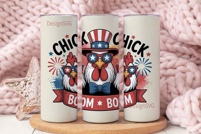 Patriotic Rooster Tumbler Wrap Sublimation DesignSVG 