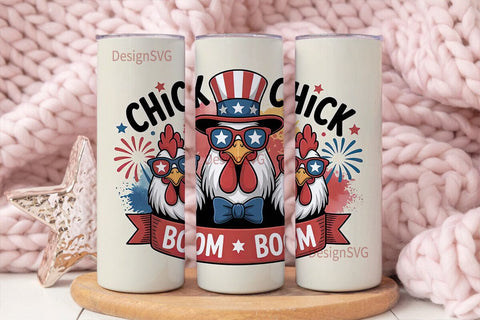 Patriotic Rooster Tumbler Wrap Sublimation DesignSVG 