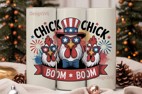 Patriotic Rooster Tumbler Wrap Sublimation DesignSVG 