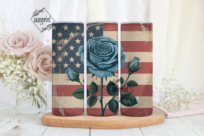 Patriotic Rose 20oz Tumbler Design Sublimation sassyprint 