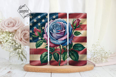 Patriotic Rose 20oz Tumbler Design Sublimation sassyprint 