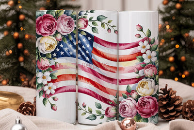 Patriotic Roses 20oz Tumbler Wrap Sublimation DesignSVG 