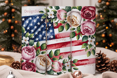 Patriotic Roses 20oz Tumbler Wrap Sublimation DesignSVG 