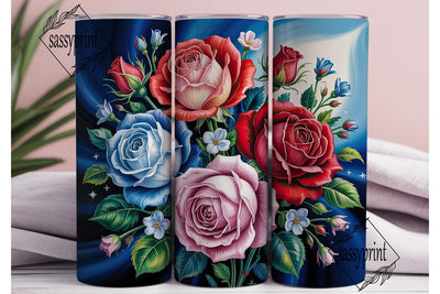 Patriotic Roses 20oz Tumbler Wrap Sublimation sassyprint 