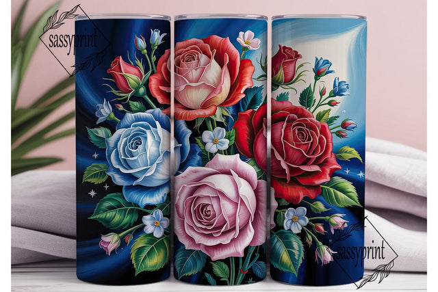 Patriotic Roses 20oz Tumbler Wrap Sublimation sassyprint 