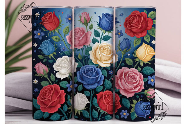 Patriotic Roses 20oz Tumbler Wrap Sublimation sassyprint 
