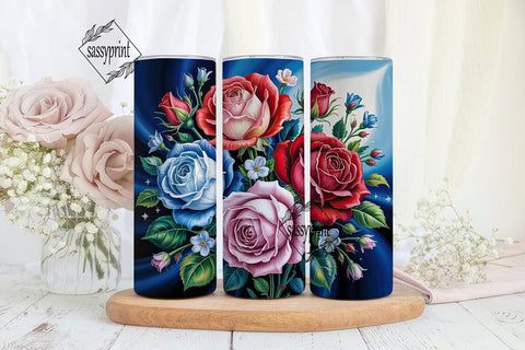Patriotic Roses 20oz Tumbler Wrap Sublimation sassyprint 