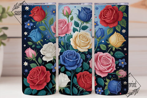 Patriotic Roses 20oz Tumbler Wrap Sublimation sassyprint 