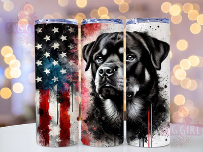 Patriotic Rottweiler 20oz Tumbler Wrap, American Flag Mug, 20oz Drinkware, Dog Lover Gift, Patriotic Dog Tumbler, Rottweiler Gift, USA Flag Design Sublimation SvggirlplusArt 