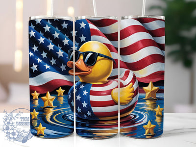 Patriotic Rubber Duck 20oz Tumbler Wrap, American Pride Tumbler, 20oz Sublimation Wrap, Rubber Duck Design, USA Flag Tumbler, Fourth of July Drinkware, Fun Patriotic Sublimation ToriDesigns 