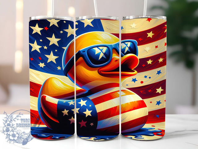 Patriotic Rubber Duck 20oz Tumbler Wrap, American Pride Tumbler, 20oz Sublimation Wrap, Rubber Duck Design, USA Flag Tumbler, Fourth of July Drinkware, Fun Patriotic Sublimation ToriDesigns 