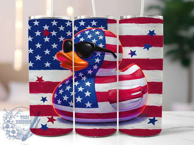 Patriotic Rubber Duck 20oz Tumbler Wrap, American Pride Tumbler, 20oz Sublimation Wrap, Rubber Duck Design, USA Flag Tumbler, Fourth of July Drinkware, Fun Patriotic Sublimation ToriDesigns 