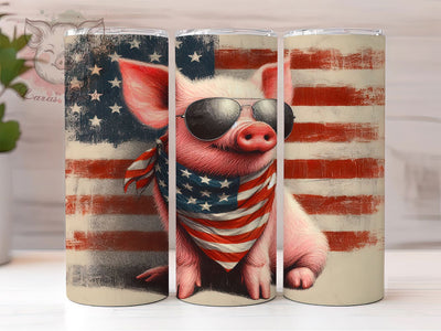 Patriotic Rustic Farm Pig Tumbler, Farmhouse Pig Tumbler, Rustic Pig Wrap, Whimsical Pig Wrap, Country Pig Wrap, Sublimation Design, Trendy Gift Idea Sublimation Lara' s Designs 