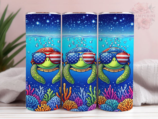 Patriotic Sea Turtle 20oz Tumbler Wrap PNG, Turtles 4th of July Tumbler Png, Straight & Tapered Tumbler Wrap, Instant Digital Download Sublimation Li Zamperini 