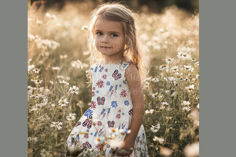 Patriotic Seamless Design | Red white and blue | Flip flop and fireworks | sublimation design | scrapbooking print design 12 x 12 300 dpi Sublimation Willow Paige Farms 