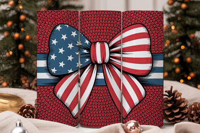 Patriotic Sequin Bow 20oz Tumbler Wrap Sublimation DesignSVG 