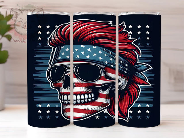 Patriotic Skeleton 20oz Tumbler Png, Straight & Tapered Tumbler Png, 4th Of July Tumbler Png, Digital Download PNG Sublimation Lara' s Designs 