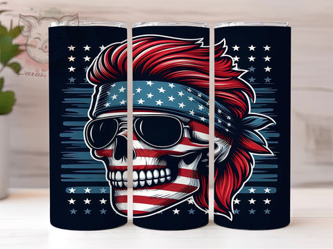 Patriotic Skeleton 20oz Tumbler Png, Straight & Tapered Tumbler Png, 4th Of July Tumbler Png, Digital Download PNG Sublimation Lara' s Designs 