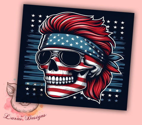 Patriotic Skeleton 20oz Tumbler Png, Straight & Tapered Tumbler Png, 4th Of July Tumbler Png, Digital Download PNG Sublimation Lara' s Designs 