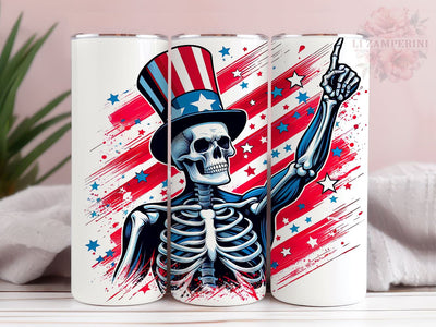 Patriotic Skeleton 20oz Tumbler Wrap PNG, Skeleton 4th of July Tumbler Png, Straight & Tapered Tumbler Wrap, Instant Digital Download Sublimation Li Zamperini 
