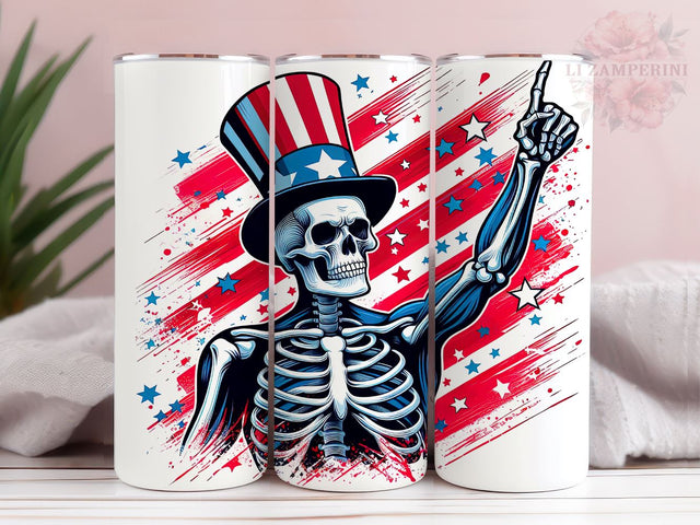 Patriotic Skeleton 20oz Tumbler Wrap PNG, Skeleton 4th of July Tumbler Png, Straight & Tapered Tumbler Wrap, Instant Digital Download Sublimation Li Zamperini 