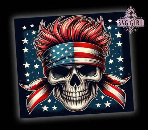 Patriotic Skeleton 20oz Tumbler Wrap Sublimation Design, Straight Tapered Tumbler Wrap, 4th of July Tumbler Png, Instant Digital Download Sublimation SvggirlplusArt 