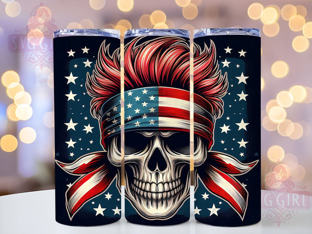 Patriotic Skeleton 20oz Tumbler Wrap Sublimation Design, Straight Tapered Tumbler Wrap, 4th of July Tumbler Png, Instant Digital Download Sublimation SvggirlplusArt 