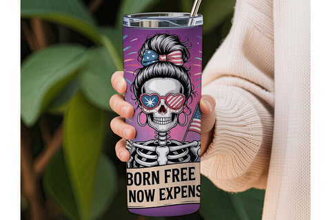 Patriotic Skeleton 20oz Tumbler Wrap Sublimation DesignSVG 