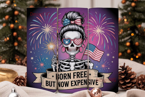 Patriotic Skeleton 20oz Tumbler Wrap Sublimation DesignSVG 